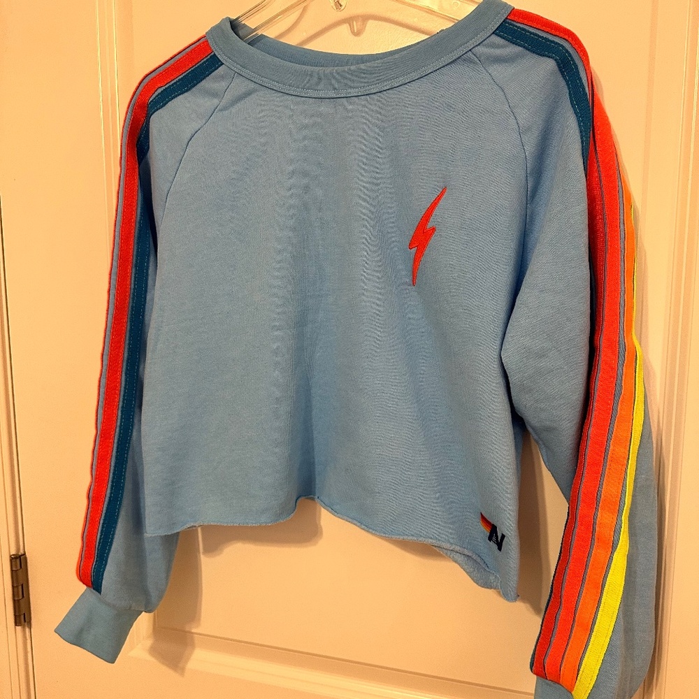 Aviator Nation - BOLT EMBROIDERY CLASSIC CROPPED CREW SWEATSHIRT - Size S